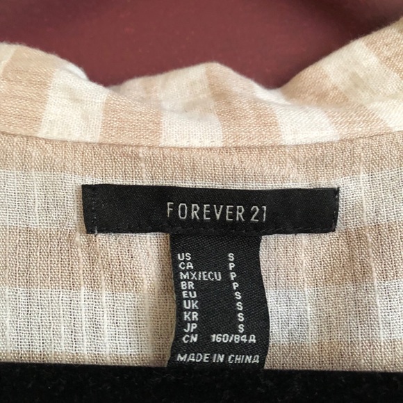 Forever 21 Beige and White Striped Blouse - Picture 2 of 4